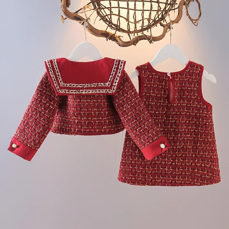 Chic Doll Collar Dress Set