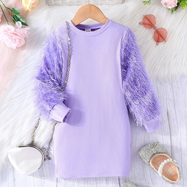Furry Sleeve Party Dress
