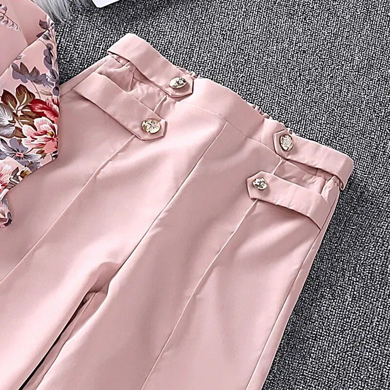 Floral Flare & Pink Wide-Leg Kids Outfit