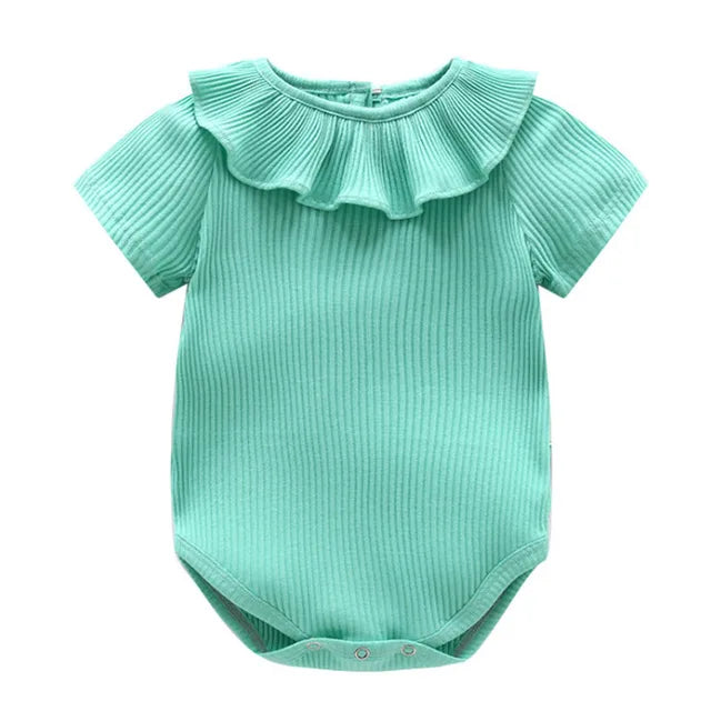 Ruffled O-Neck Infant Playsuit
