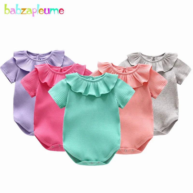 Ruffled O-Neck Infant Playsuit
