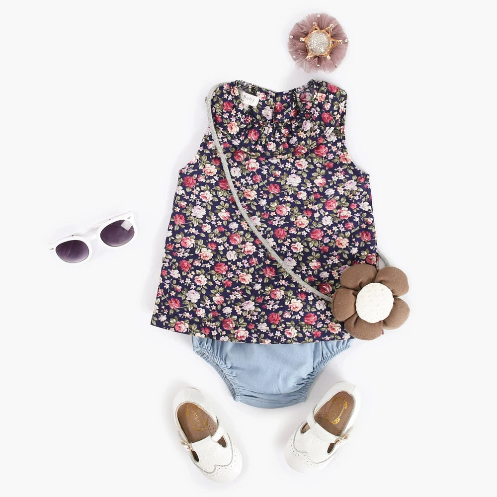 Summer Flower Sleeveless Set