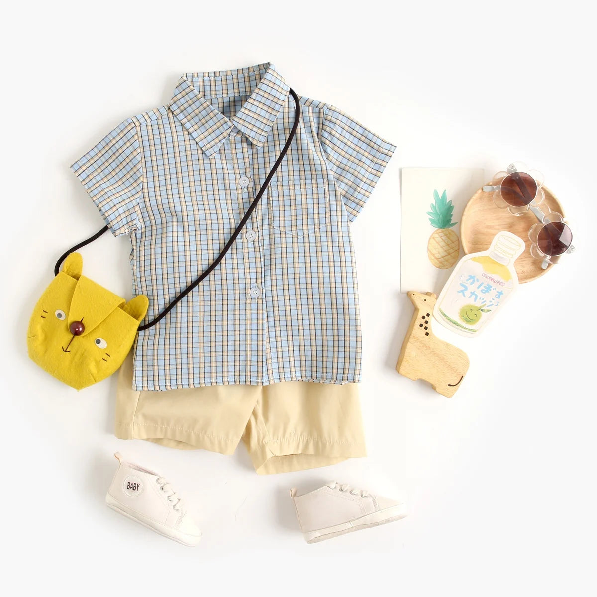 Plaid Cotton Toddler Boys' Shorts Set