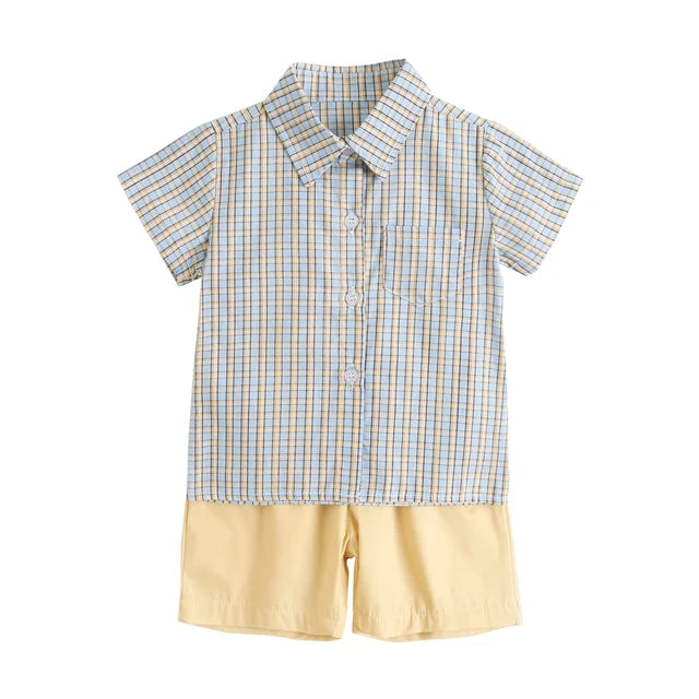 Plaid Cotton Toddler Boys' Shorts Set