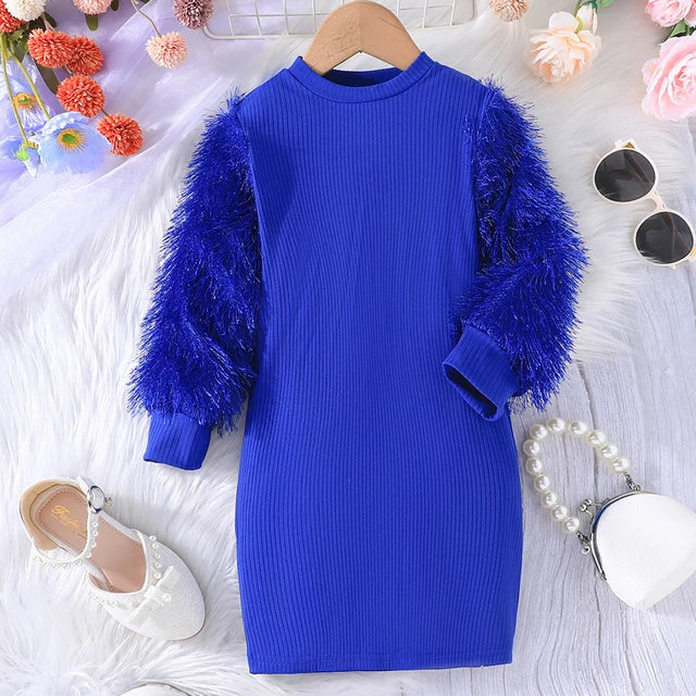 Furry Sleeve Party Dress