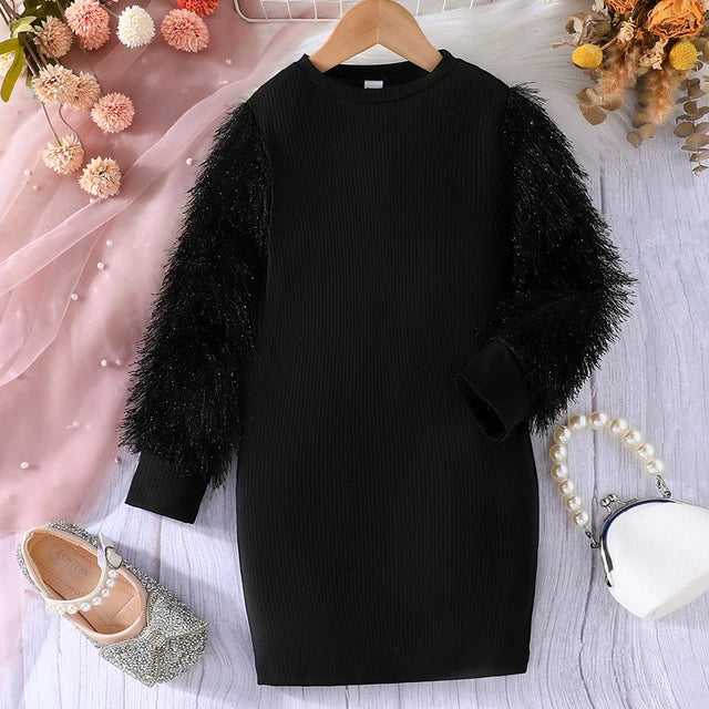 Furry Sleeve Party Dress