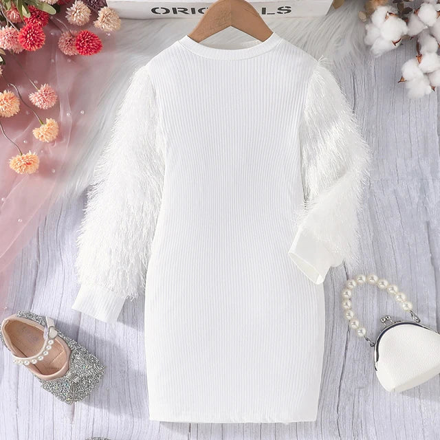 Furry Sleeve Party Dress