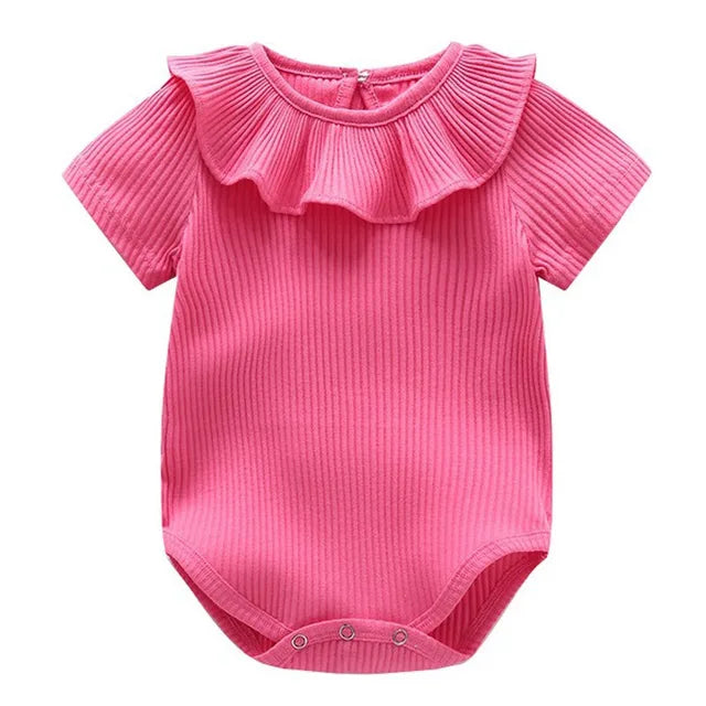 Ruffled O-Neck Infant Playsuit