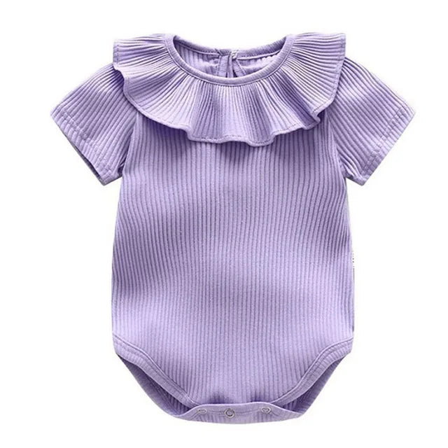 Ruffled O-Neck Infant Playsuit