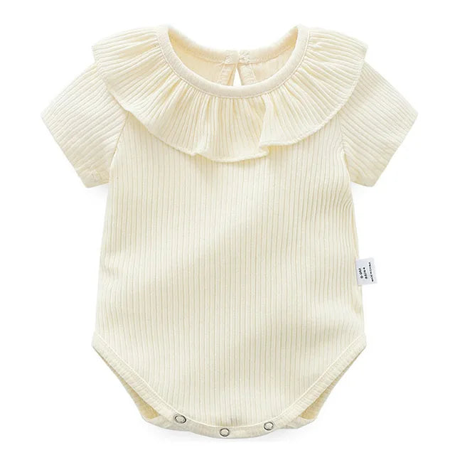 Ruffled O-Neck Infant Playsuit