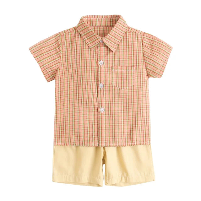 Plaid Cotton Toddler Boys' Shorts Set